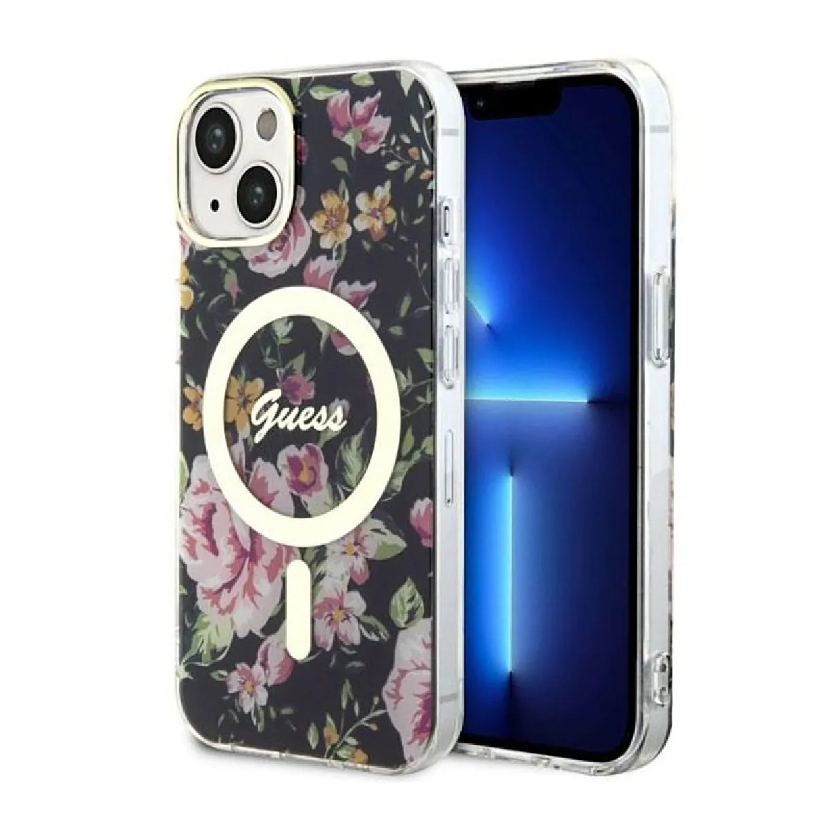 Guess Noir Étui Flower Magsafe Pour Iphone 14, - Neuf - Image 2