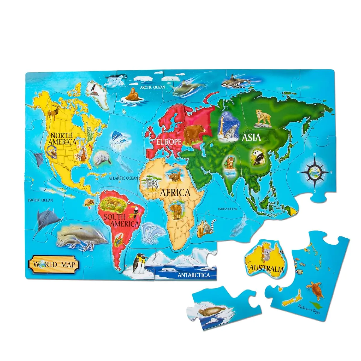 Melissa & Doug Puzzle De Sol Carte Du Monde - Image 3