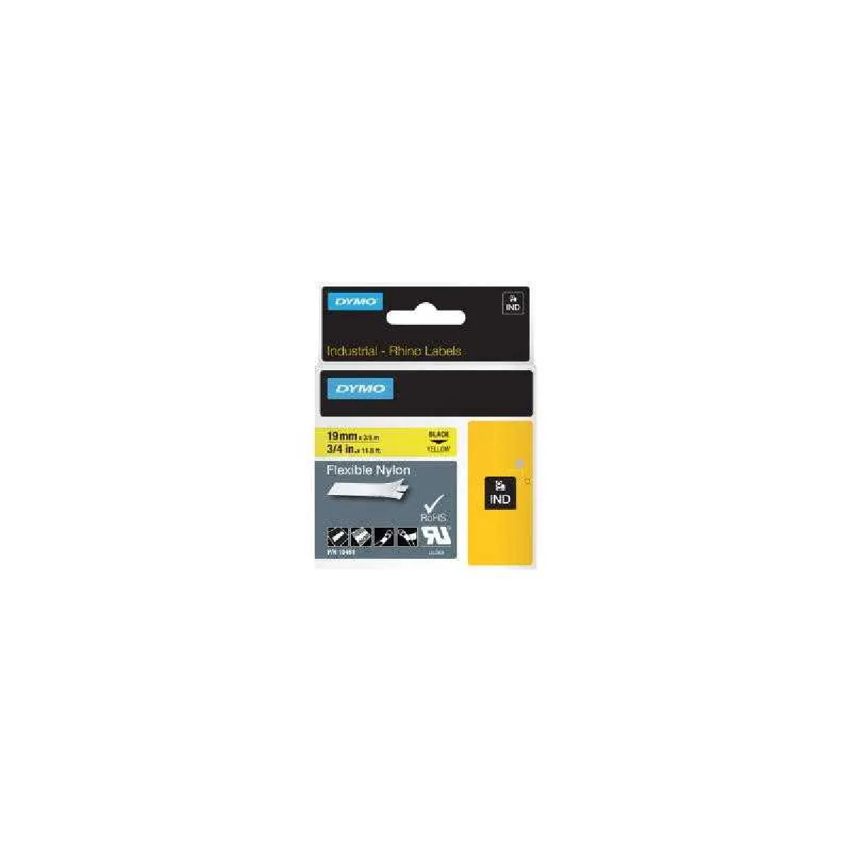 DYMO - Ruban en nylon flexible - noir sur jaune - Roll (1.9 cm x 3.5 m) 1 rouleau(x) - pour Rhino 4200, 6000, 6000 Hard Case Kit; RhinoPRO 5000