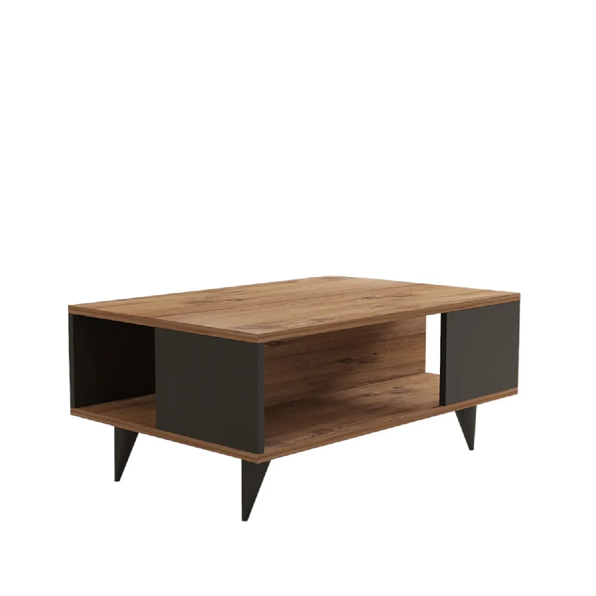 Table basse en bois - 90 x 60 x 39 cm - Noyer, Noir