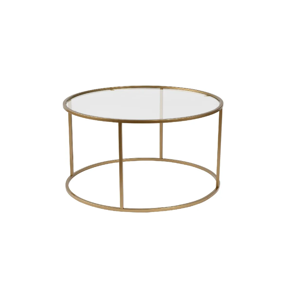 Table basse en métal - 80 x 80 x 43 cm - Or Transparent