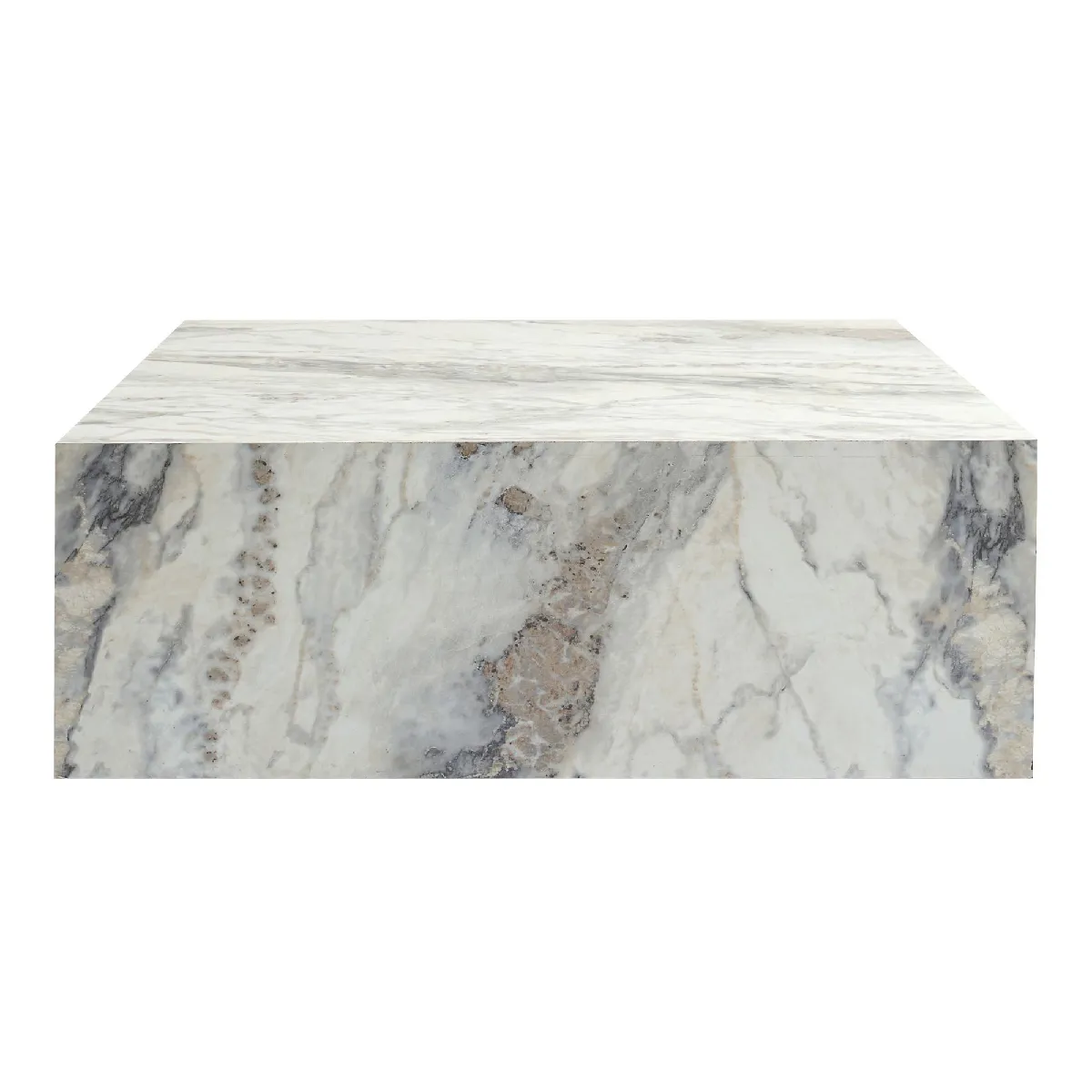 Table basse en bois - 90 x 90 x 35 cm - Marbre Freesia