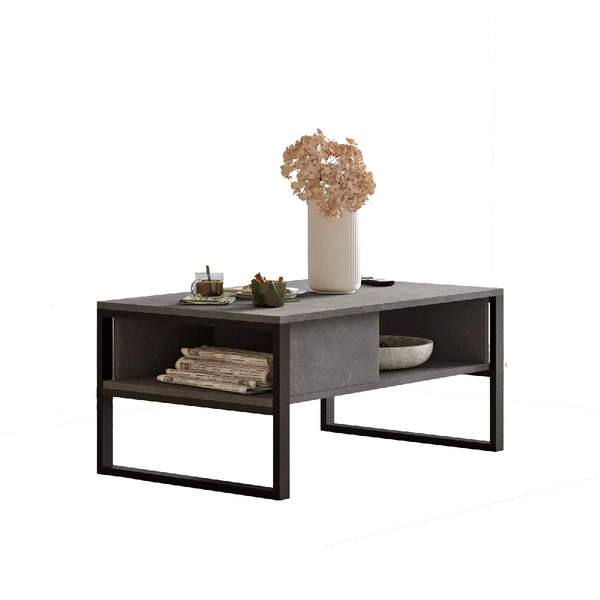 Table basse en bois - 100 x 59 x 44 cm - Argent