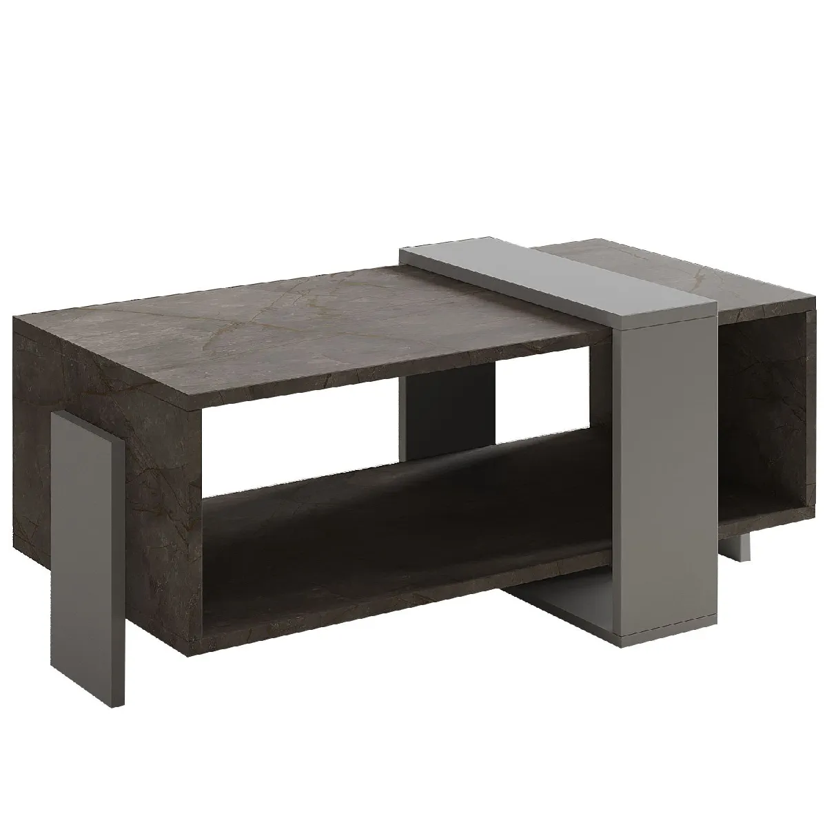 Table basse en bois - 90 x 49 x 40 cm - Gris