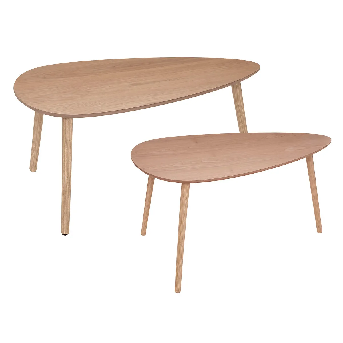 Lot de 2 Tables basses gigognes scandinaves - Coloris chêne clair