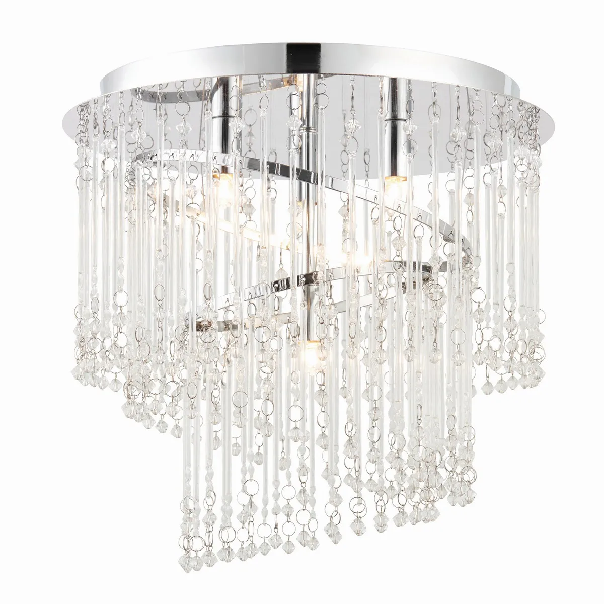 ENDON Plafonnier Camille, chrome et verre