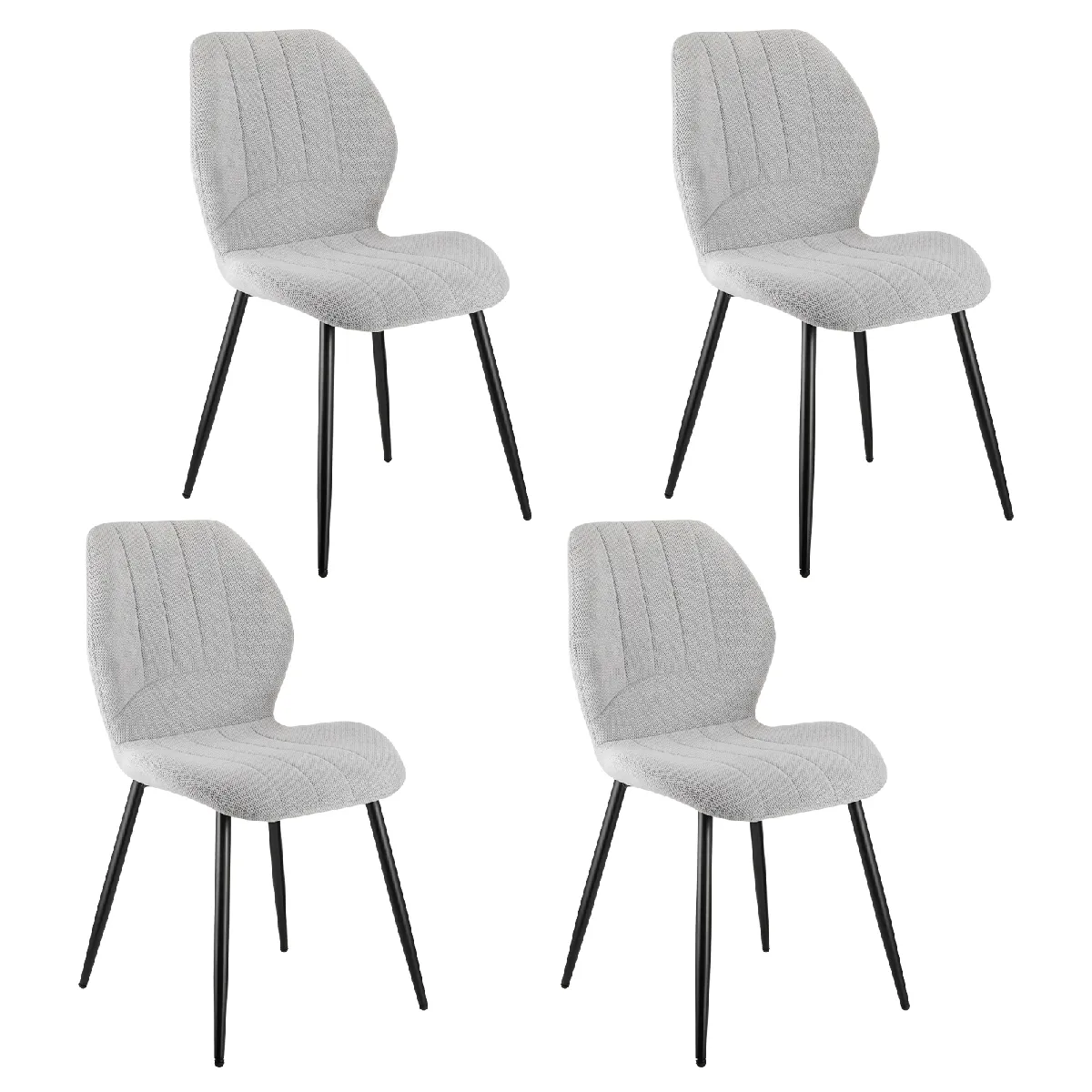 BYTELIKE Lot de 4 chaises ergonomiques, gris