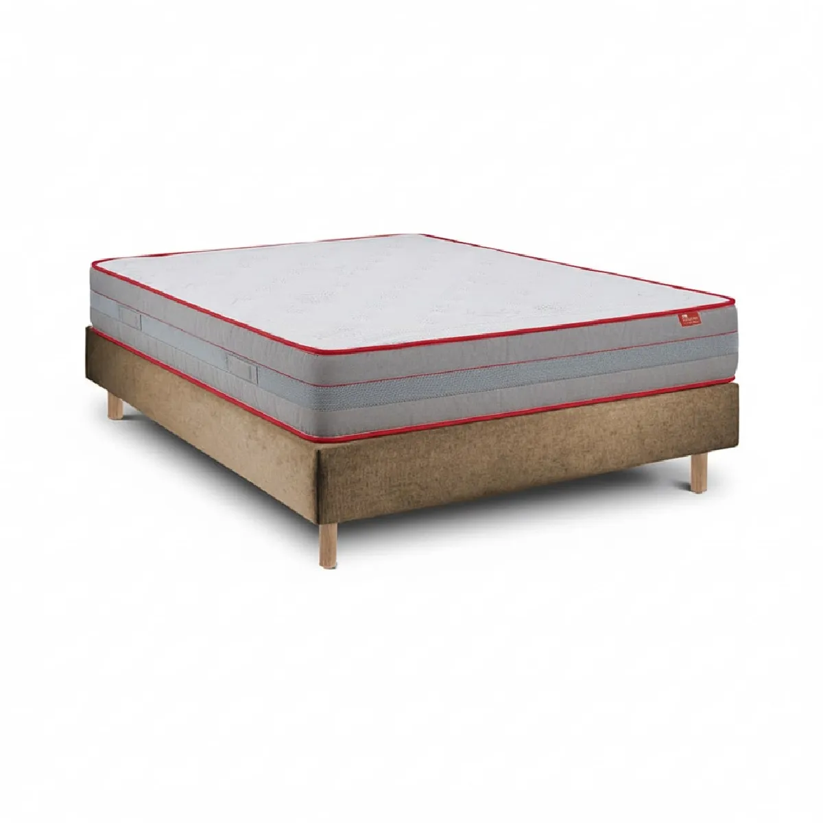Ensemble Luxury et Sommier Taupe - Cama com Matelas Taille 200 x 140 cm Hauteur 62 cm