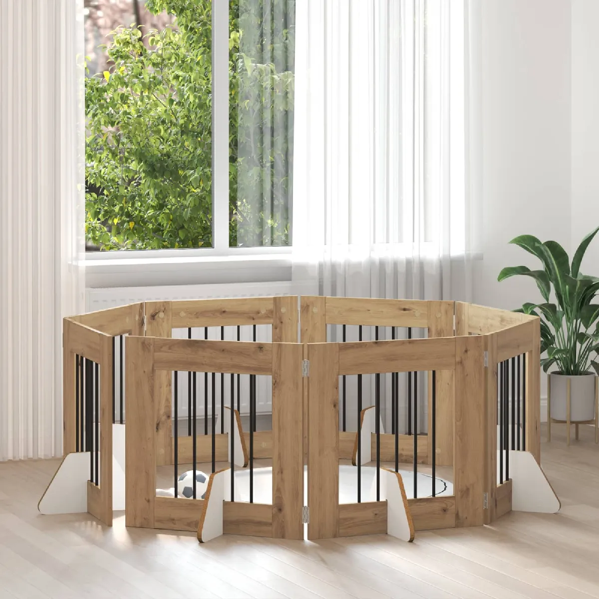 vidaXL Portillon pour chien avec supports 8 pcs Chêne artisanal
