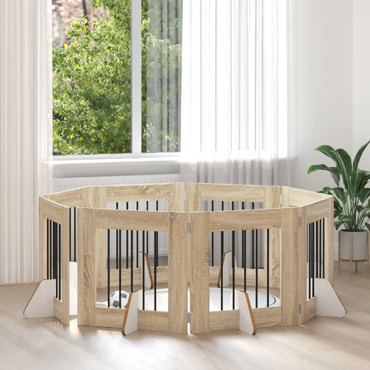 vidaXL Portillon pour chien avec supports 8 pcs Chêne Sonoma