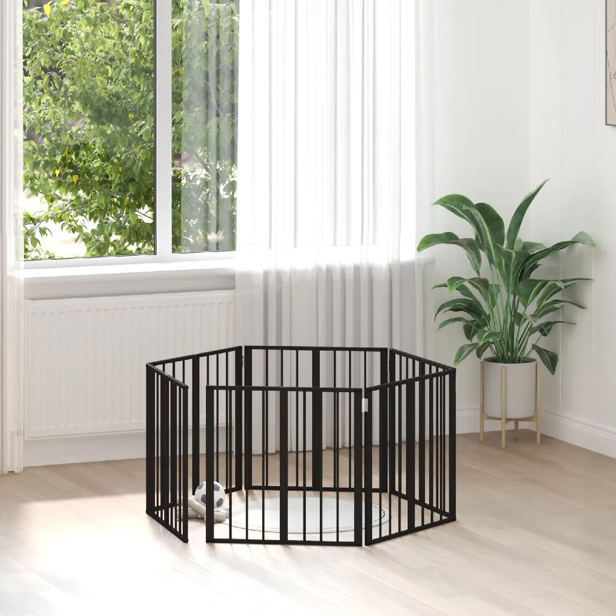 vidaXL Porte pour chien 6 pcs Noir 60 x 60 cm Acier galvanisé