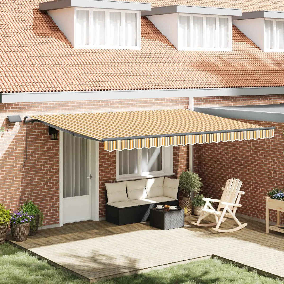 Vidaxl Auvent rétractable Multicolore 450 × 350 cm Tissu et Aluminium - vue 6