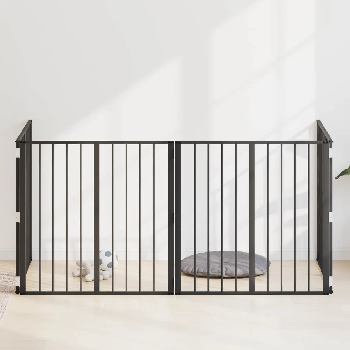 vidaXL Porte pour chien 4 pcs Noir 80 x 80 cm Acier galvanisé
