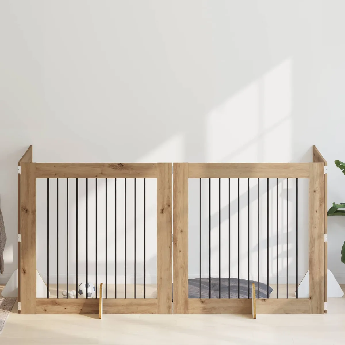 vidaXL Porte de chien pliable avec supports 4 pcs Chêne artisanal
