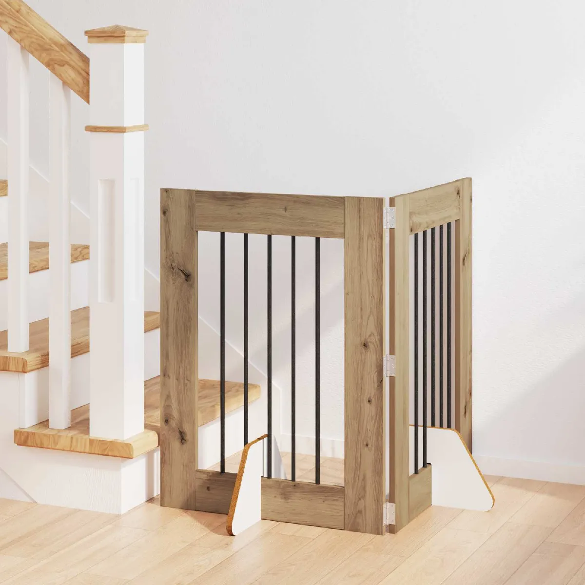 vidaXL Portillon pour chien avec supports 2 pcs Chêne artisanal