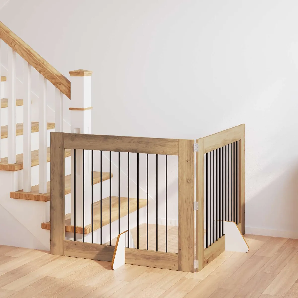 vidaXL Porte de chien pliable avec supports 2 pcs Chêne artisanal