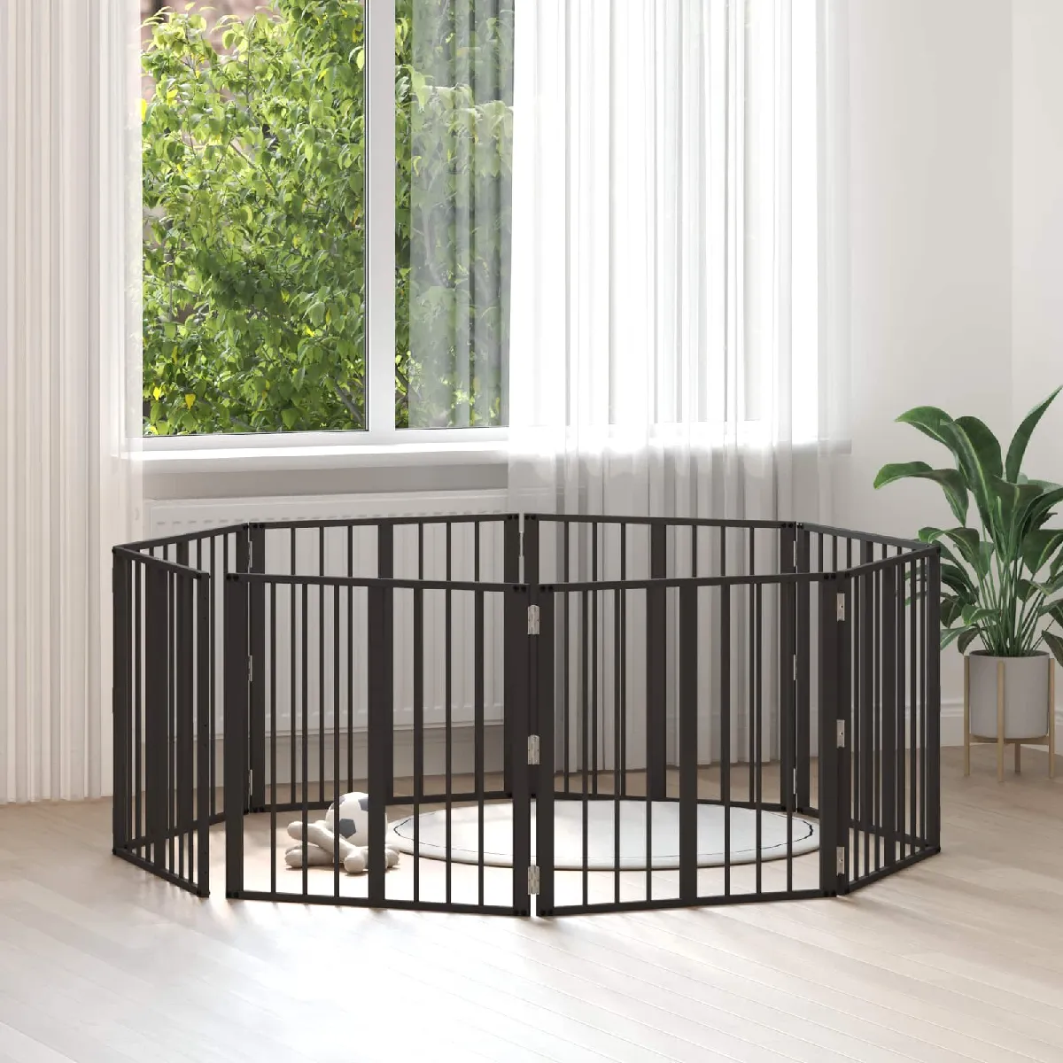 vidaXL Porte pour chien 8 pcs Noir 60 x 60 cm Acier galvanisé