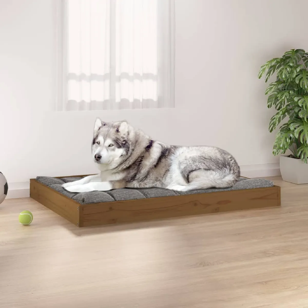 vidaXL Lit pour chien miel 1015x74x9 cm Bois de pin solide820869 - vue 2