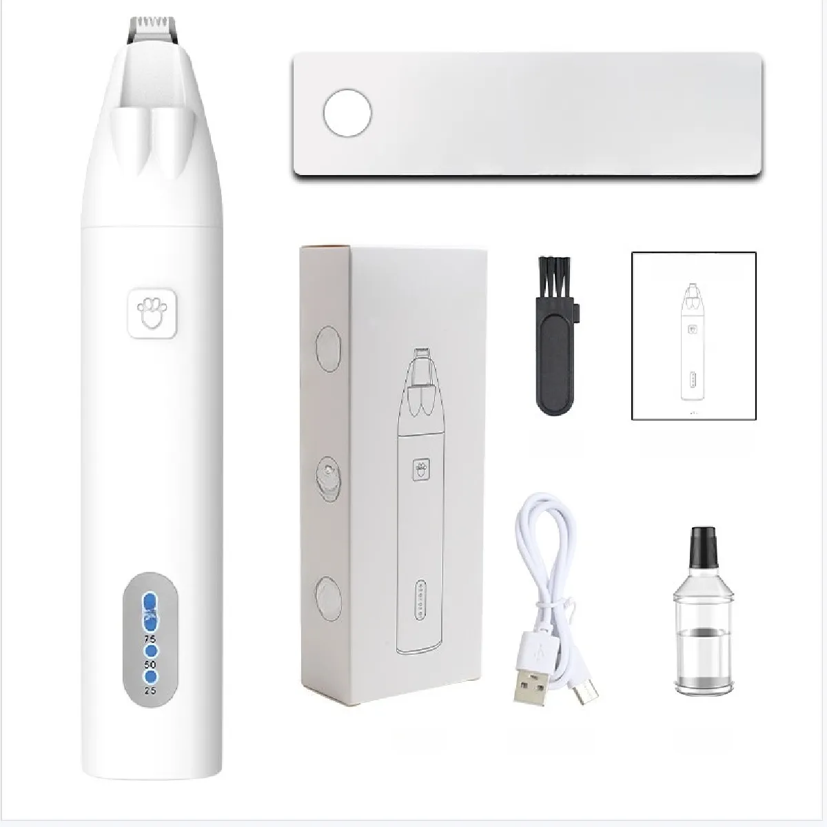 Tondeuse Électrique pour Animaux de Compagnie - Coupe Douce et Précise White