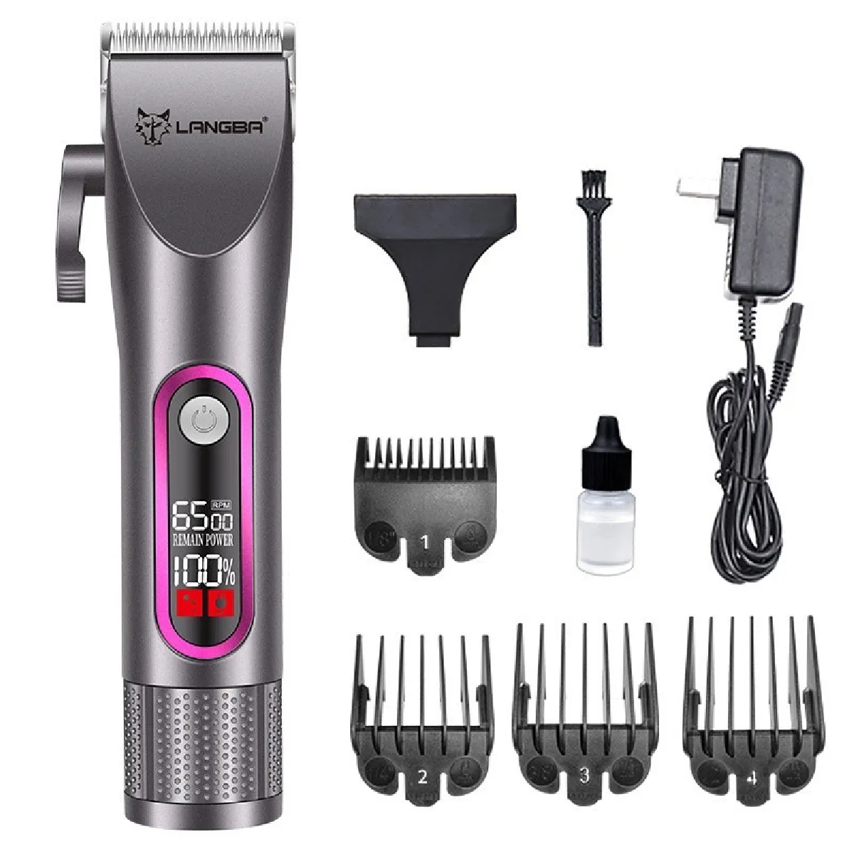 Tondeuse Professionnelle pour Animaux avec Lame en Céramique et Écran LED Grey