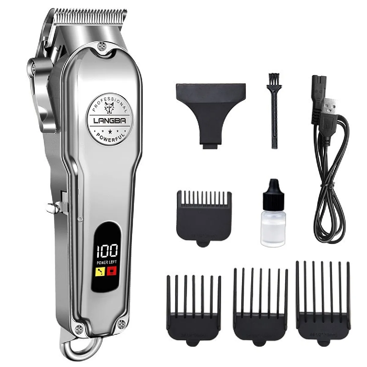 Tondeuse Professionnelle pour Animaux de Compagnie avec Lame en Céramique et Écran LCD Sil
