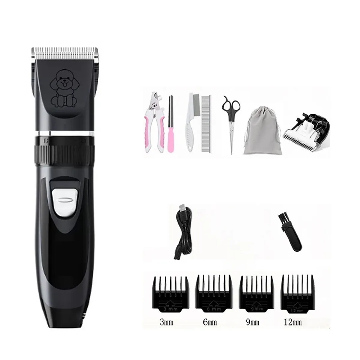 Tondeuse électrique pour animaux de compagnie - Kit complet pour un toilettage facile et p