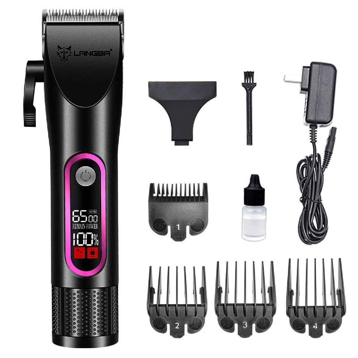 Tondeuse Professionnelle pour Animaux avec Lame en Céramique et Écran LED Black