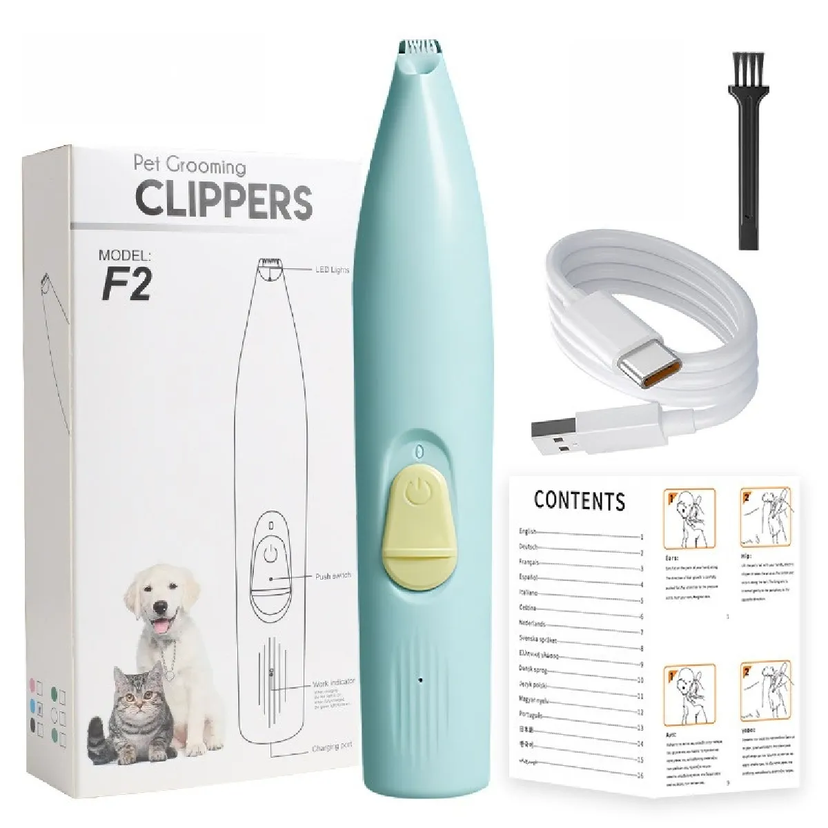 Tondeuse Électrique Douce pour Animaux : Coupe Facile et Silencieuse Blue