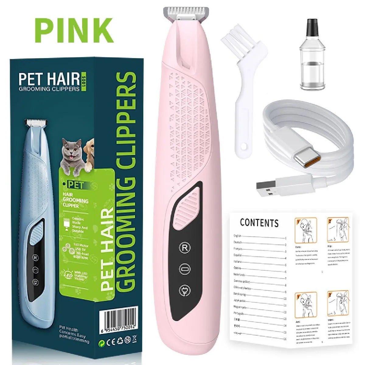 Tondeuse Électrique Professionnelle pour Animaux - Soin des Pattes, Oreilles et Zones Sens
