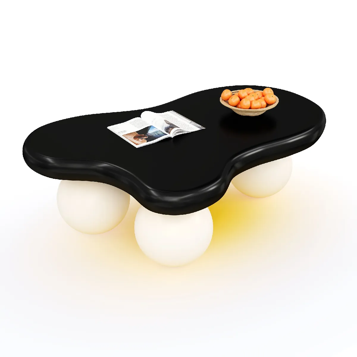Table basse 95x62.5x32 cm LED 16 couleurs MDF noir et blanc