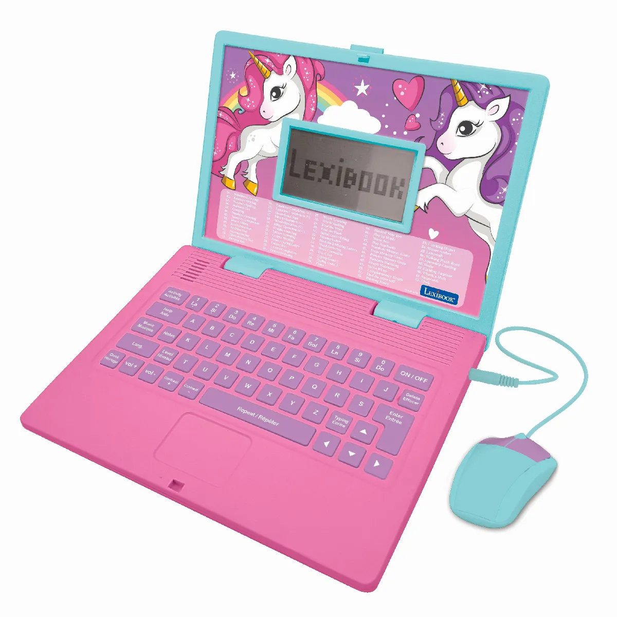 Ordinateur éducatif bilingue avec 164 activités au design Licorne (EN/FR)