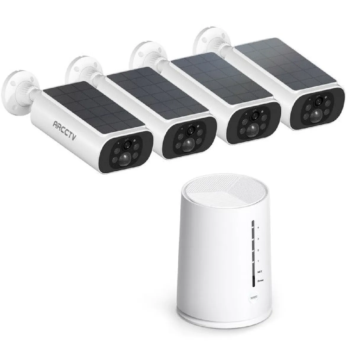Arcctv Kit Caméra Surveillance Sans Fil 4Mp-Vidéosurveillance+4 Caméras Batteries Solaires