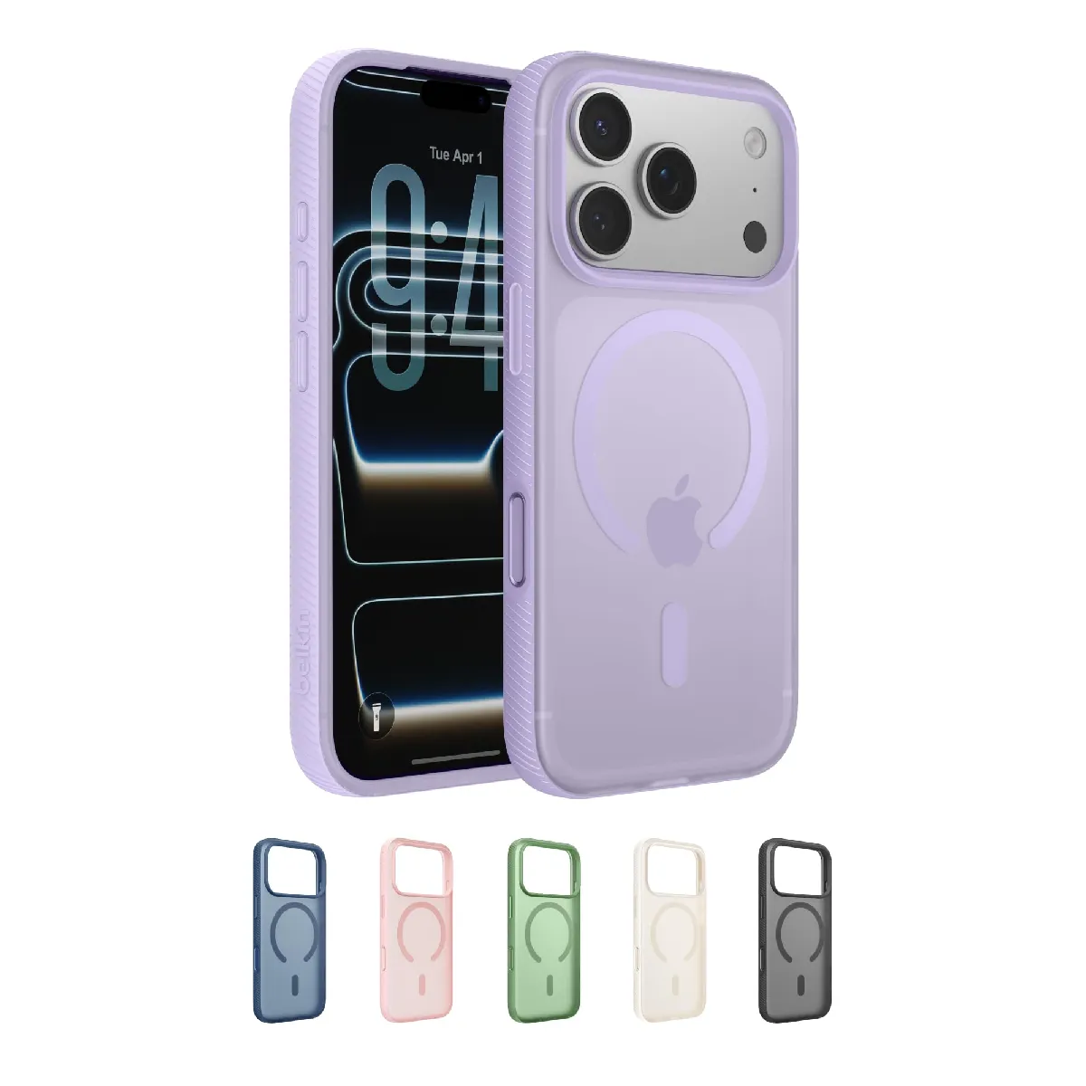 Belkin SheerForce Grip Coque iPhone 17 Pro Coque de Protection Compatible MagSafe Design Fin Protection avec Rainures Antidérapantes Magnétique et Anti Impacts