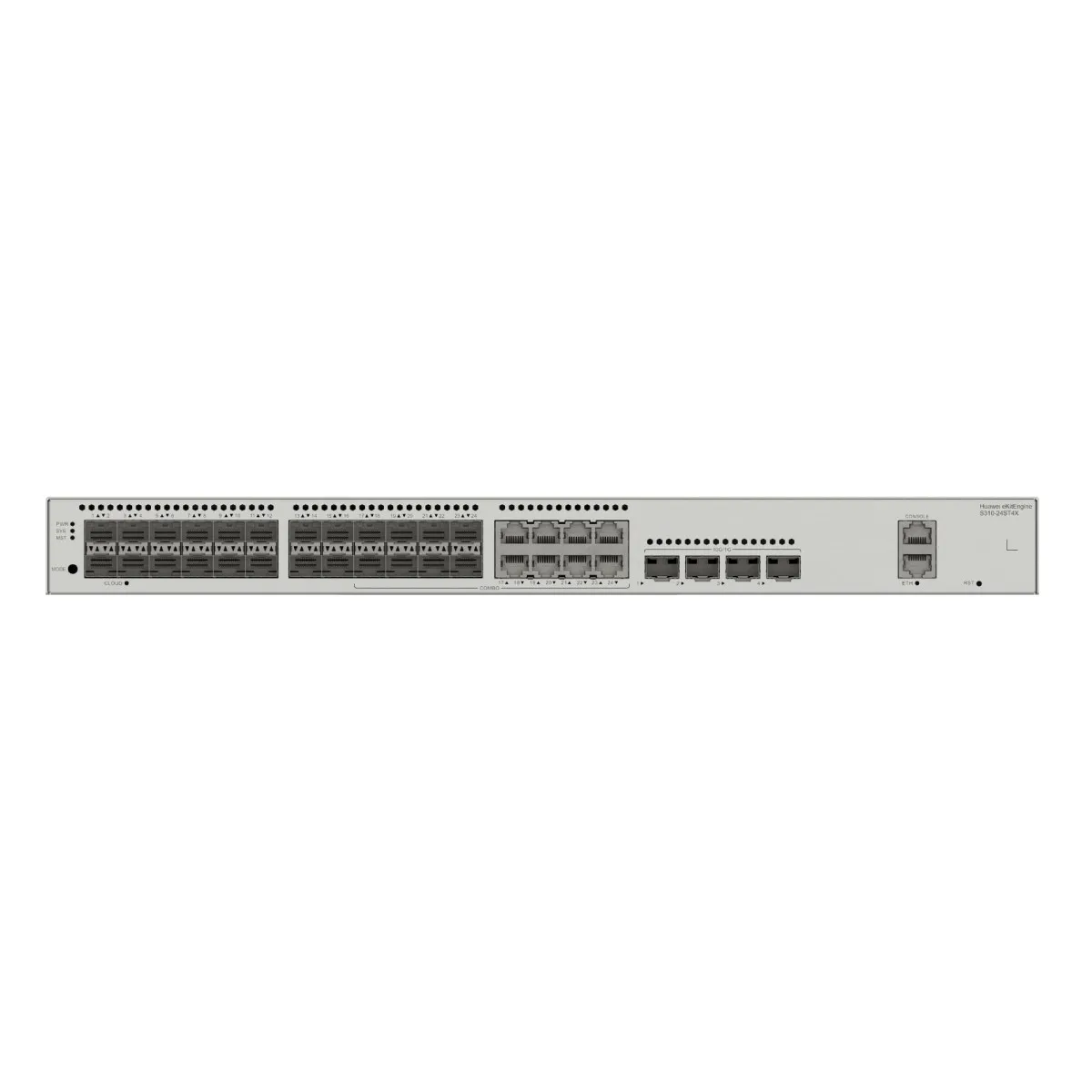 Huawei eKitEngine S310 Series S310 24ST4X Commutateur C2+ Géré 16 x Gigabit SFP + 8 x SFP Gigabit combiné + 4 x 1 Gigabit / 10 Gigabit SFP+ flux d'air de 'avant vers le côté Montable sur rack - vue 2