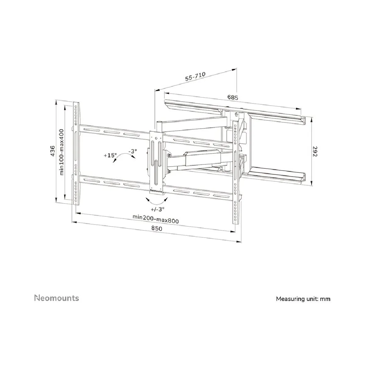 Neomounts Support Mural Pour Écran Pc - 75 Pouces
