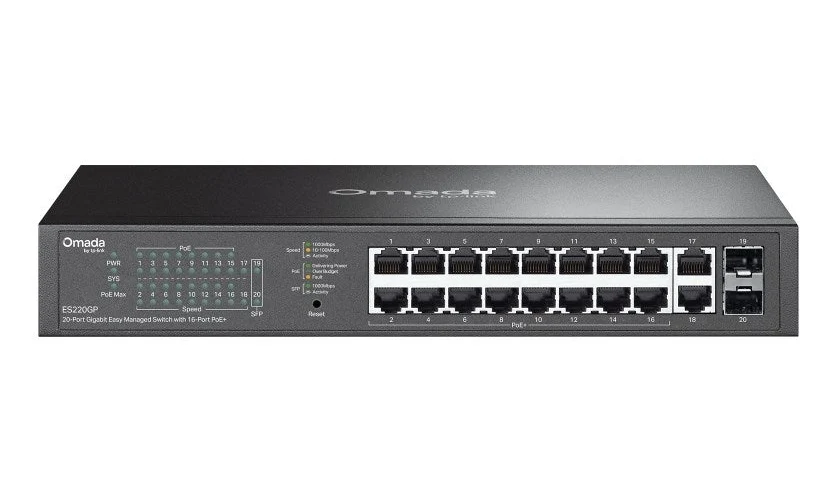 TP Link Omada ES220GP V1 Commutateur Géré 16 x 101001000 PoE+ + 2 x 101001000 + 2 x Gigabit SFP de bureau fixation murale Montable sur rack PoE+ - vue 4