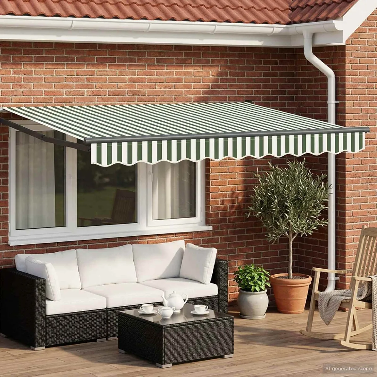 vidaXL Auvent rétractable Vert et blanc 3,5 x 2 m