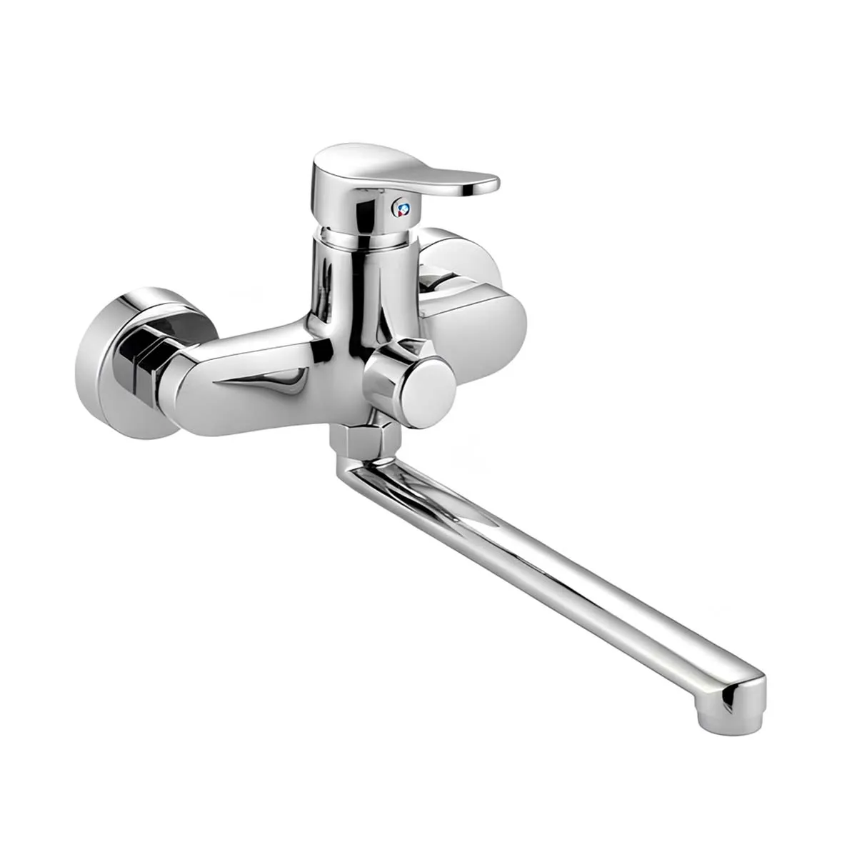 Avizar Argent Robinet Mural À Bras Long Orientable Avec Inverseur Finition Chromée
