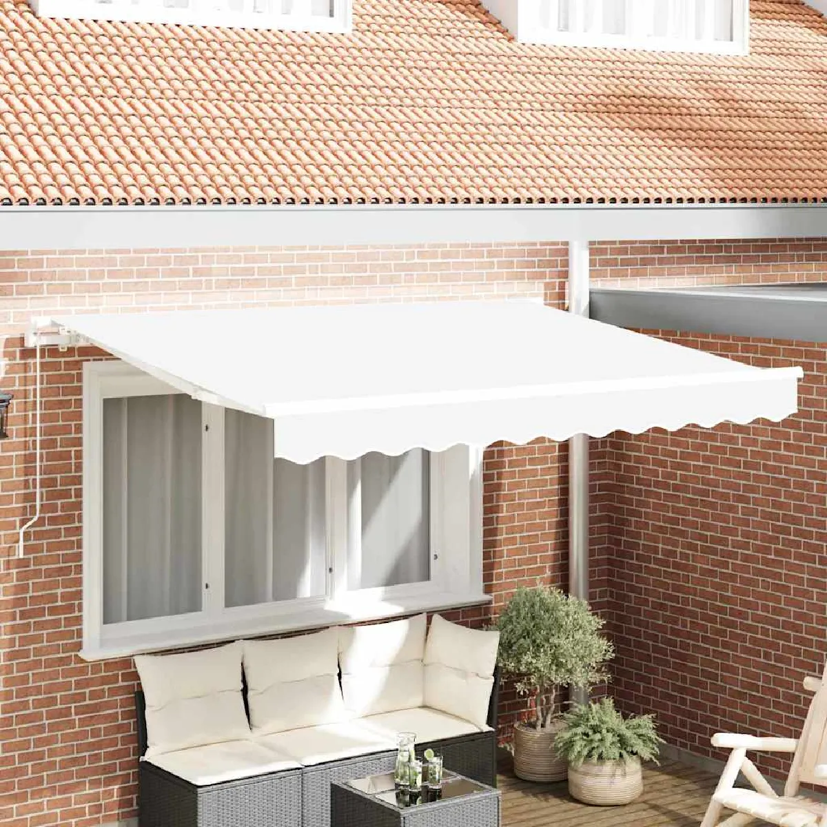 vidaXL Auvent Rétractable Blanc 300 x 200 cm tissu