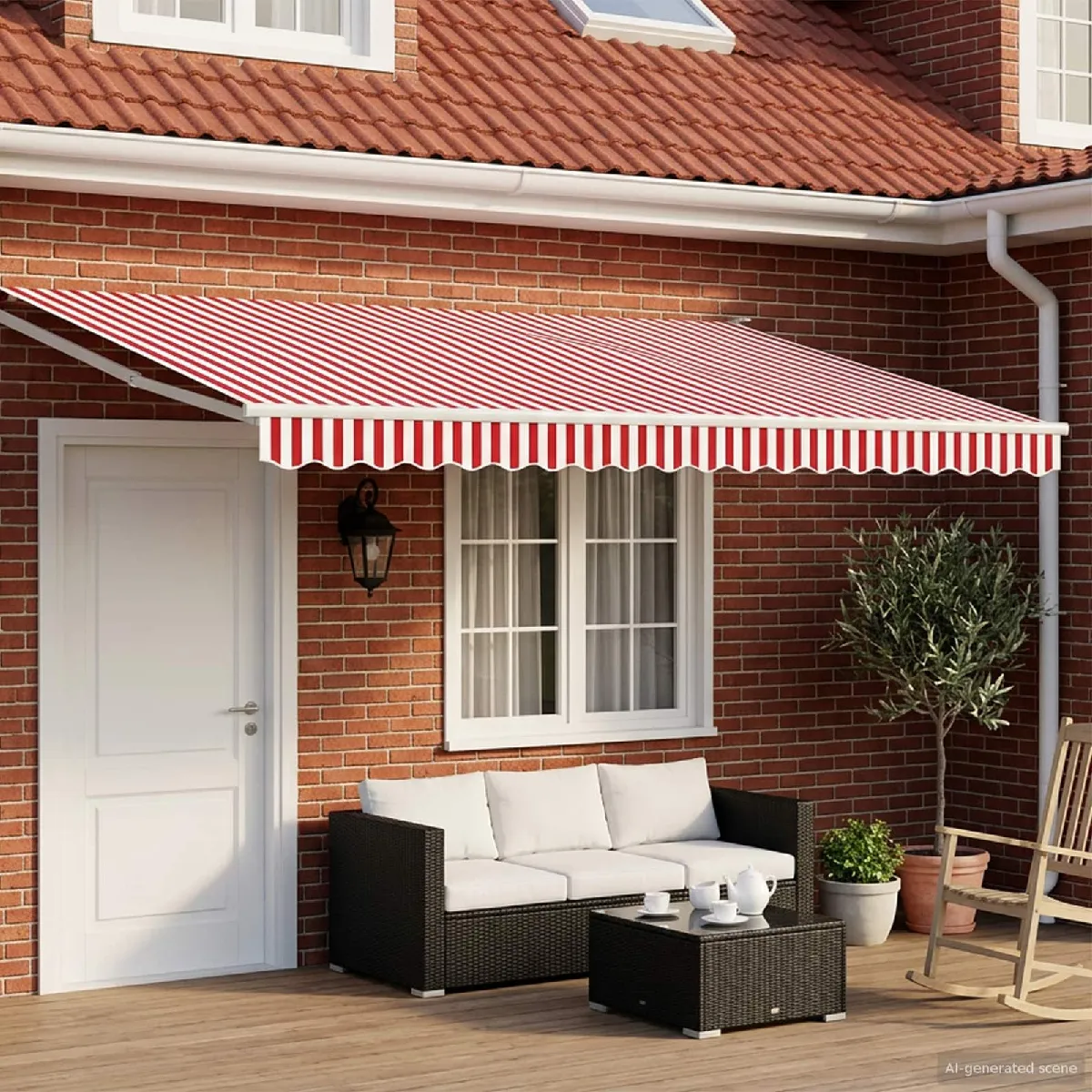 vidaXL Auvent rétractable électrique Rouge et Blanc 4,5 × 3 m