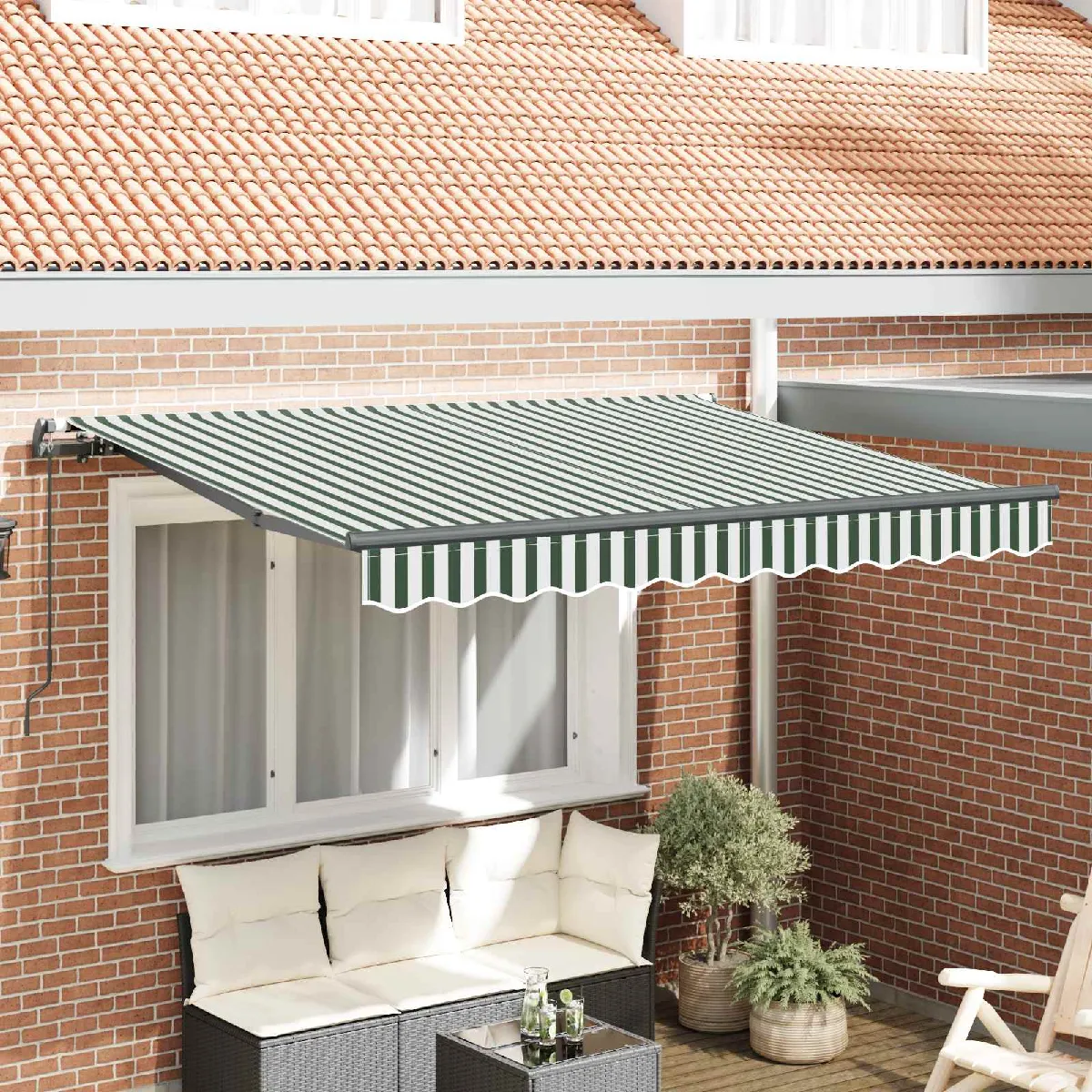 vidaXL Auvent Rétractable Vert 300 x 200 cm tissu