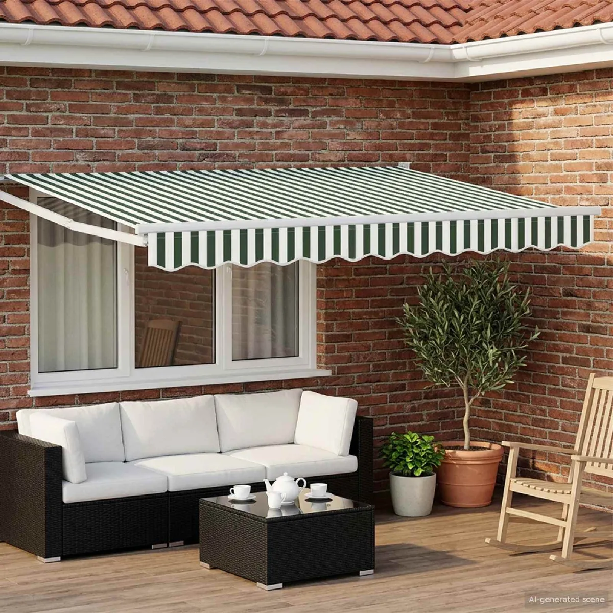 vidaXL Store rétractable manuel avec LEDs Vert et blanc 2,5 x 2 m