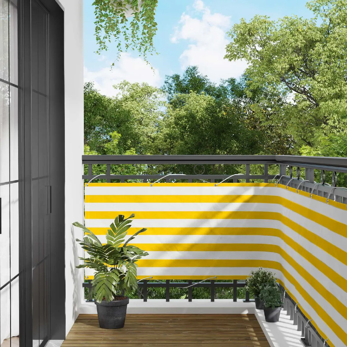 vidaXL Écran de balcon Jaune et 75 x 200 cm - vue 4