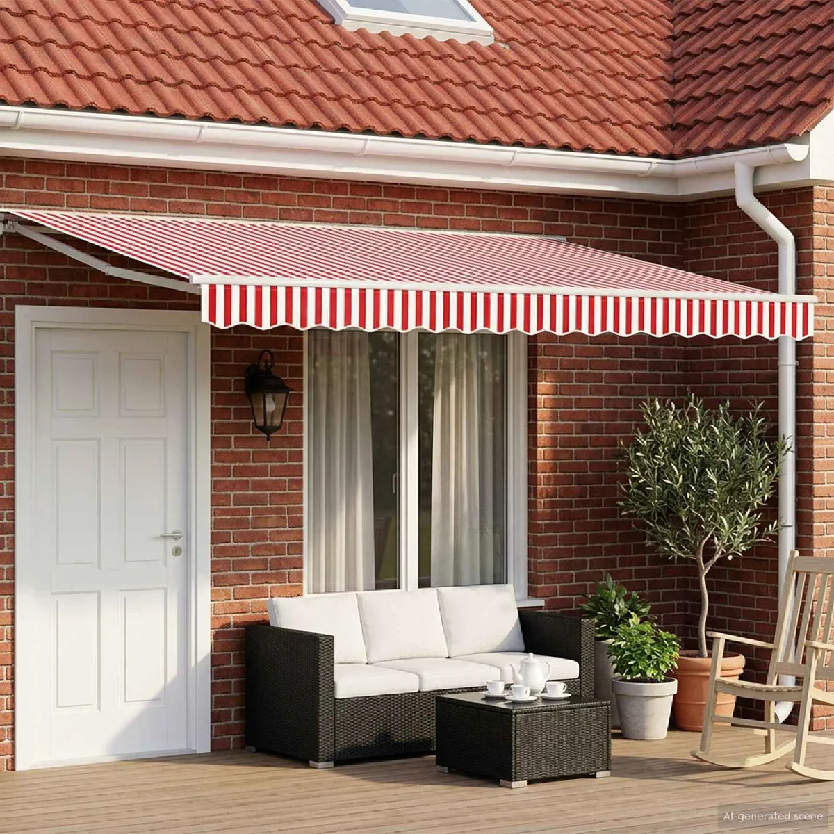 vidaXL Auvent rétractable électrique Rouge et Blanc 5 x 3 m