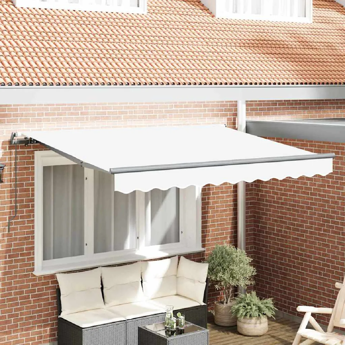 vidaXL Auvent Rétractable Blanc 300 x 200 cm tissu