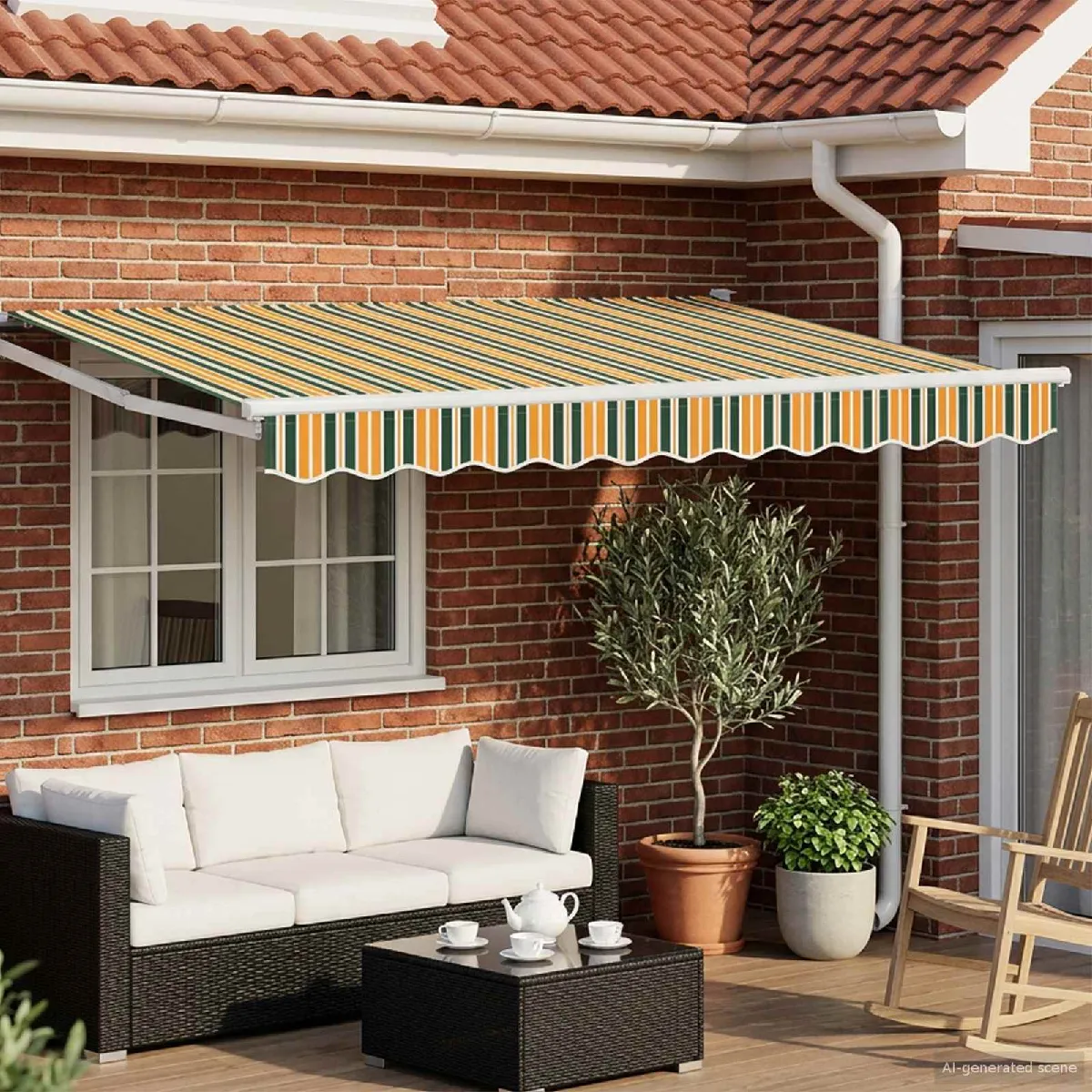 vidaXL Store rétractable manuel avec LEDs Vert, Jaune, Blanc 2,5 x 2 m