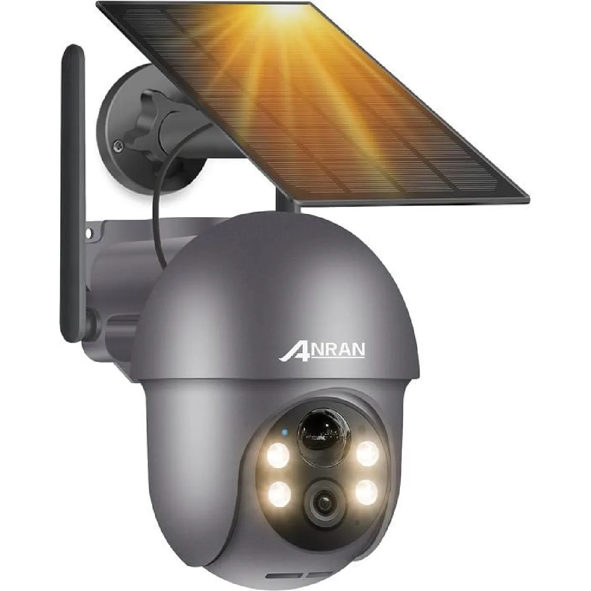 ANRAN 5MP Caméra de Surveillance extérieur 360° caméra batterie avec panneau solaire-Q01 Max Gris