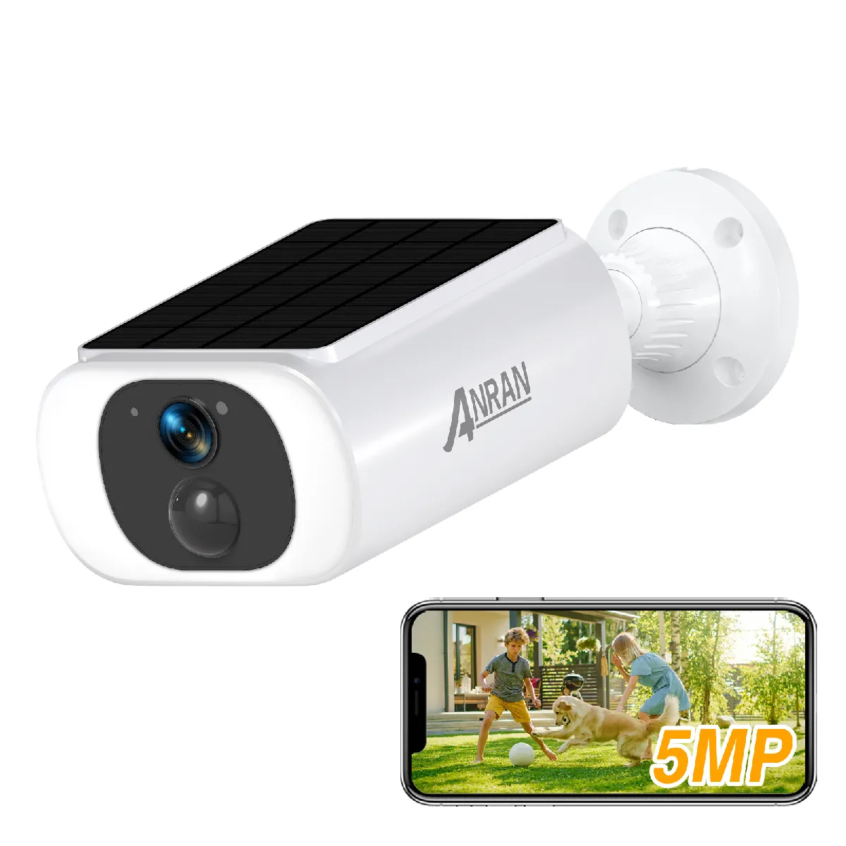 ANRAN 5MP Caméra Surveillance Exterieur sans fil Camera batterie+Panneau solaire intégré