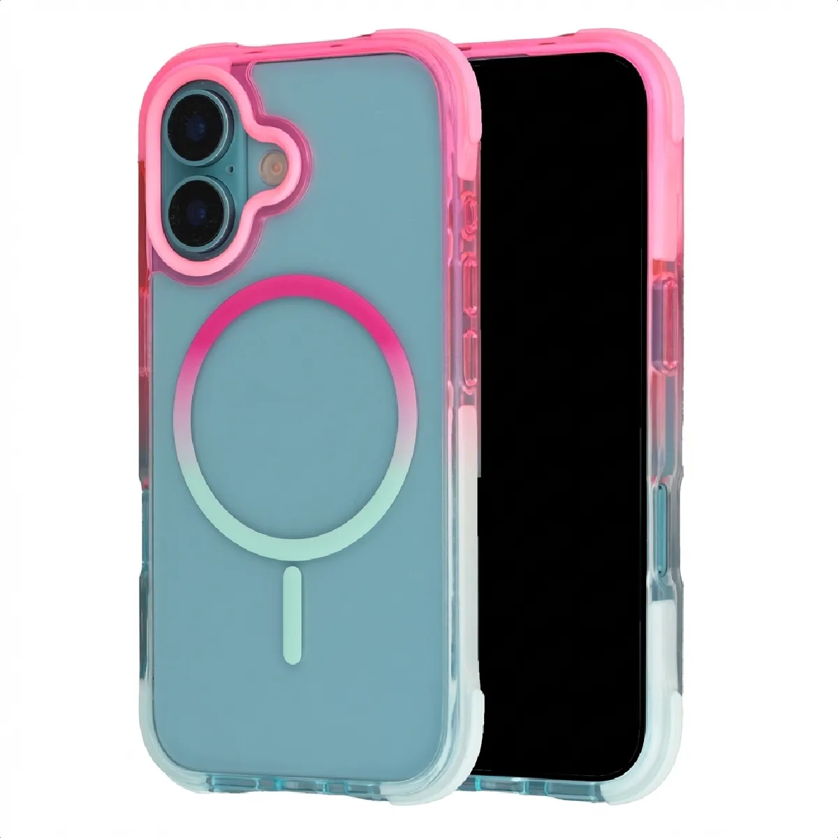 Selencia Multicolore Coque Arrière Magsafe Gradient Pour Apple Iphone 16 - Rose / Bleu - Neuf - Image 3