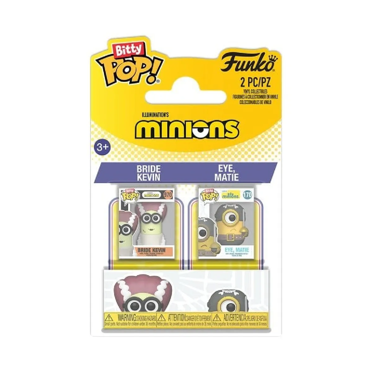 Funko Minions - Pack 2 Figurines Bitty Pop! Bride Kevin & Eye, Matie 2 Cm